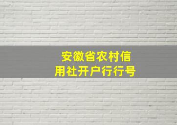 安徽省农村信用社开户行行号