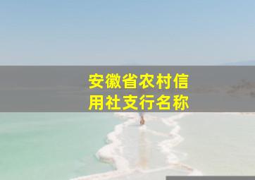 安徽省农村信用社支行名称