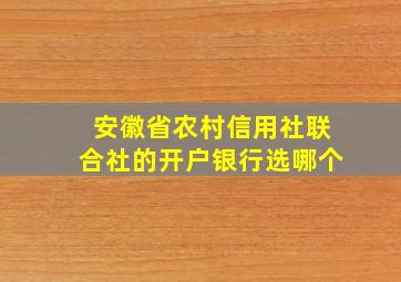 安徽省农村信用社联合社的开户银行选哪个