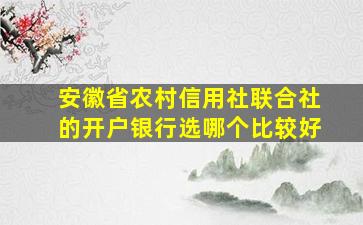 安徽省农村信用社联合社的开户银行选哪个比较好