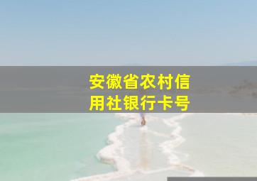 安徽省农村信用社银行卡号