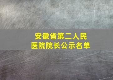 安徽省第二人民医院院长公示名单