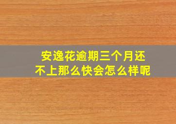 安逸花逾期三个月还不上那么快会怎么样呢