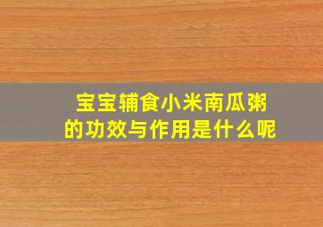 宝宝辅食小米南瓜粥的功效与作用是什么呢