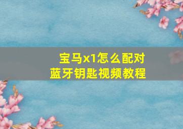 宝马x1怎么配对蓝牙钥匙视频教程