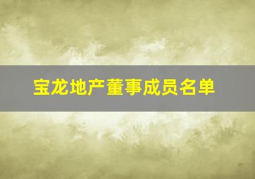 宝龙地产董事成员名单