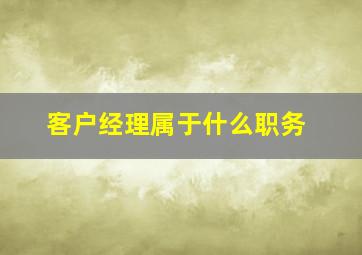 客户经理属于什么职务