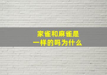 家雀和麻雀是一样的吗为什么