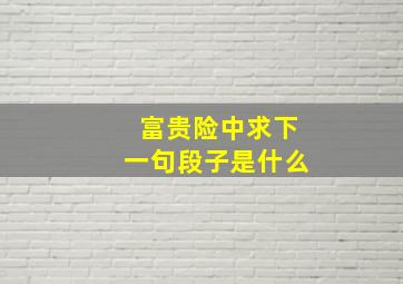 富贵险中求下一句段子是什么