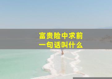 富贵险中求前一句话叫什么