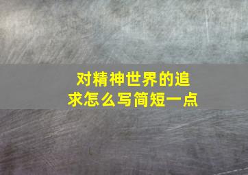 对精神世界的追求怎么写简短一点