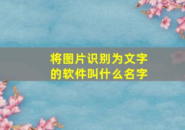 将图片识别为文字的软件叫什么名字