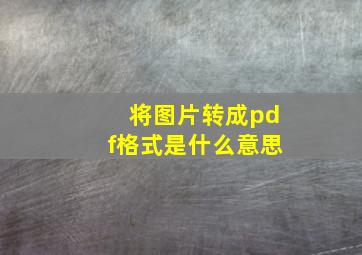 将图片转成pdf格式是什么意思