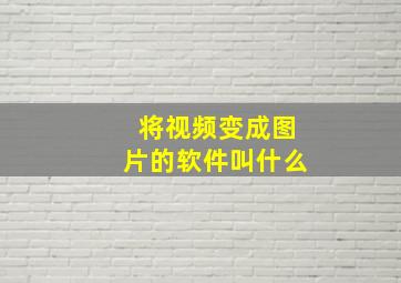 将视频变成图片的软件叫什么