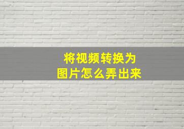 将视频转换为图片怎么弄出来