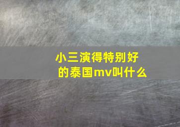 小三演得特别好的泰国mv叫什么