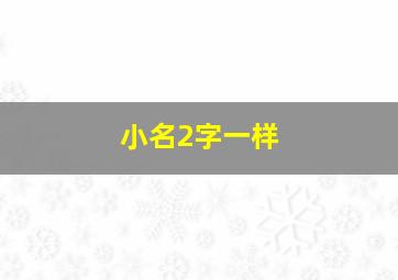 小名2字一样