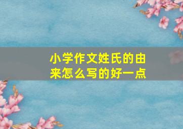 小学作文姓氏的由来怎么写的好一点