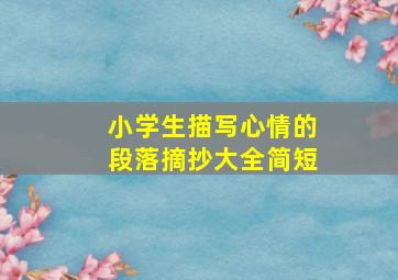 小学生描写心情的段落摘抄大全简短