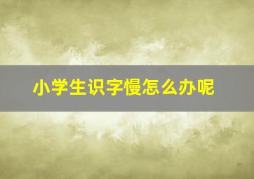 小学生识字慢怎么办呢