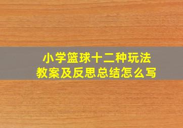 小学篮球十二种玩法教案及反思总结怎么写