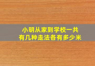 小明从家到学校一共有几种走法各有多少米