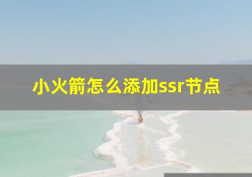 小火箭怎么添加ssr节点