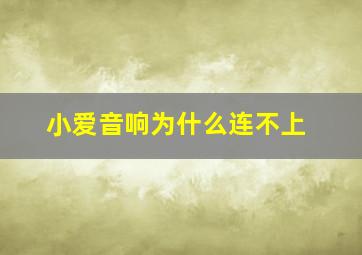 小爱音响为什么连不上