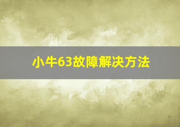 小牛63故障解决方法