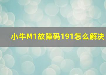 小牛M1故障码191怎么解决