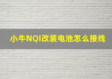 小牛NQI改装电池怎么接线