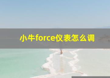 小牛force仪表怎么调