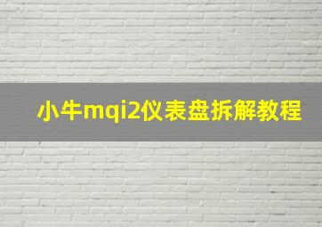 小牛mqi2仪表盘拆解教程