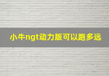 小牛ngt动力版可以跑多远