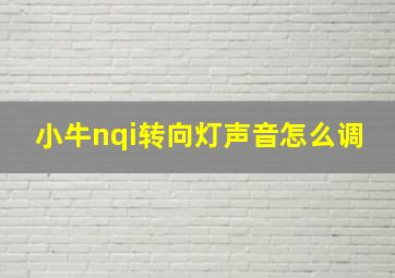 小牛nqi转向灯声音怎么调