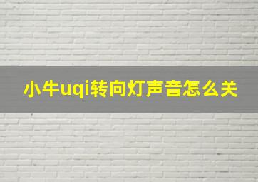 小牛uqi转向灯声音怎么关