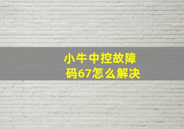 小牛中控故障码67怎么解决