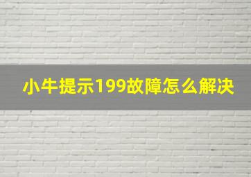 小牛提示199故障怎么解决