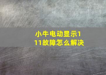 小牛电动显示111故障怎么解决