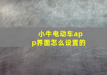 小牛电动车app界面怎么设置的