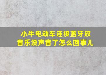 小牛电动车连接蓝牙放音乐没声音了怎么回事儿