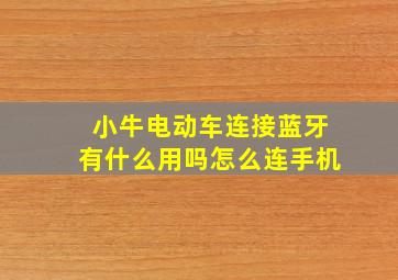 小牛电动车连接蓝牙有什么用吗怎么连手机