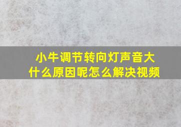 小牛调节转向灯声音大什么原因呢怎么解决视频