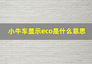 小牛车显示eco是什么意思