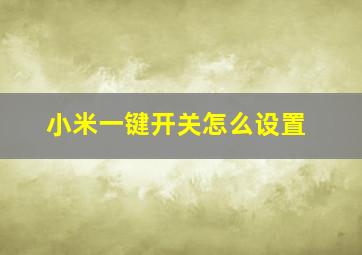 小米一键开关怎么设置