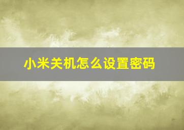 小米关机怎么设置密码