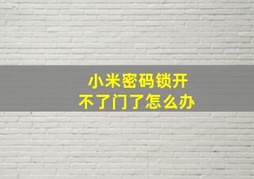 小米密码锁开不了门了怎么办