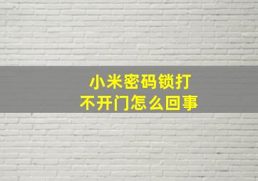 小米密码锁打不开门怎么回事