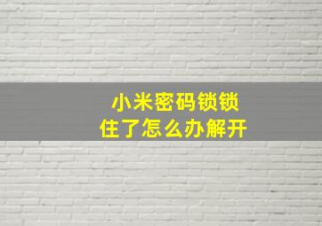 小米密码锁锁住了怎么办解开