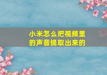 小米怎么把视频里的声音提取出来的